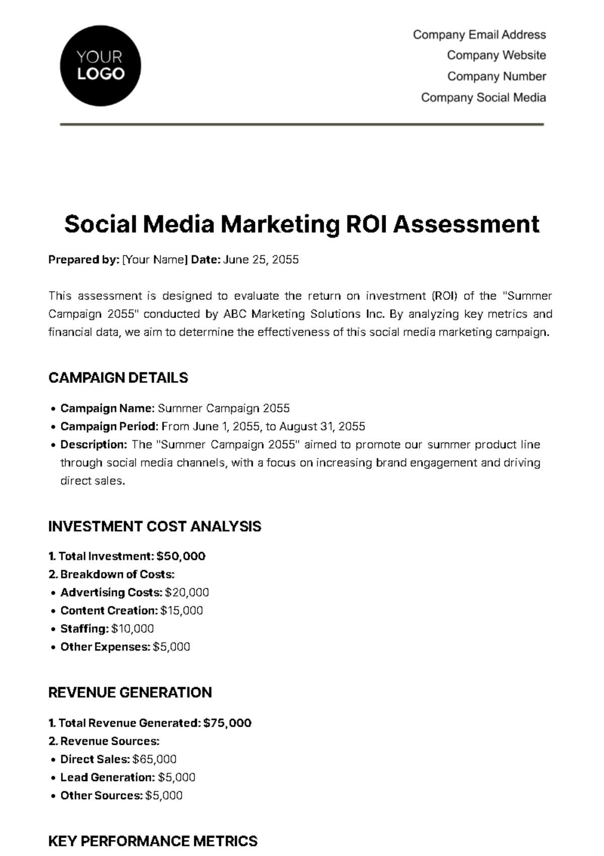 Social Media Marketing ROI Assessment Template