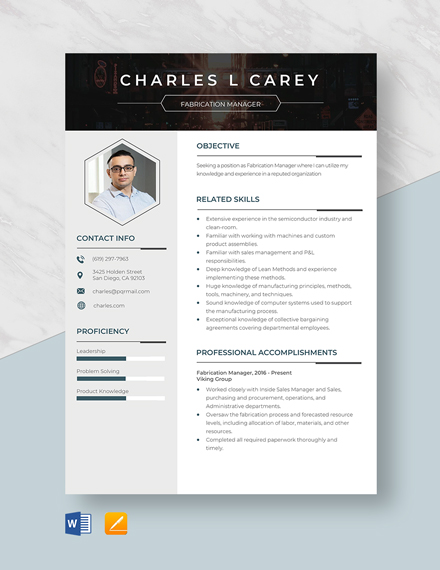 Free Fabrication Supervisor Resume - Download in Word, Apple Pages ...