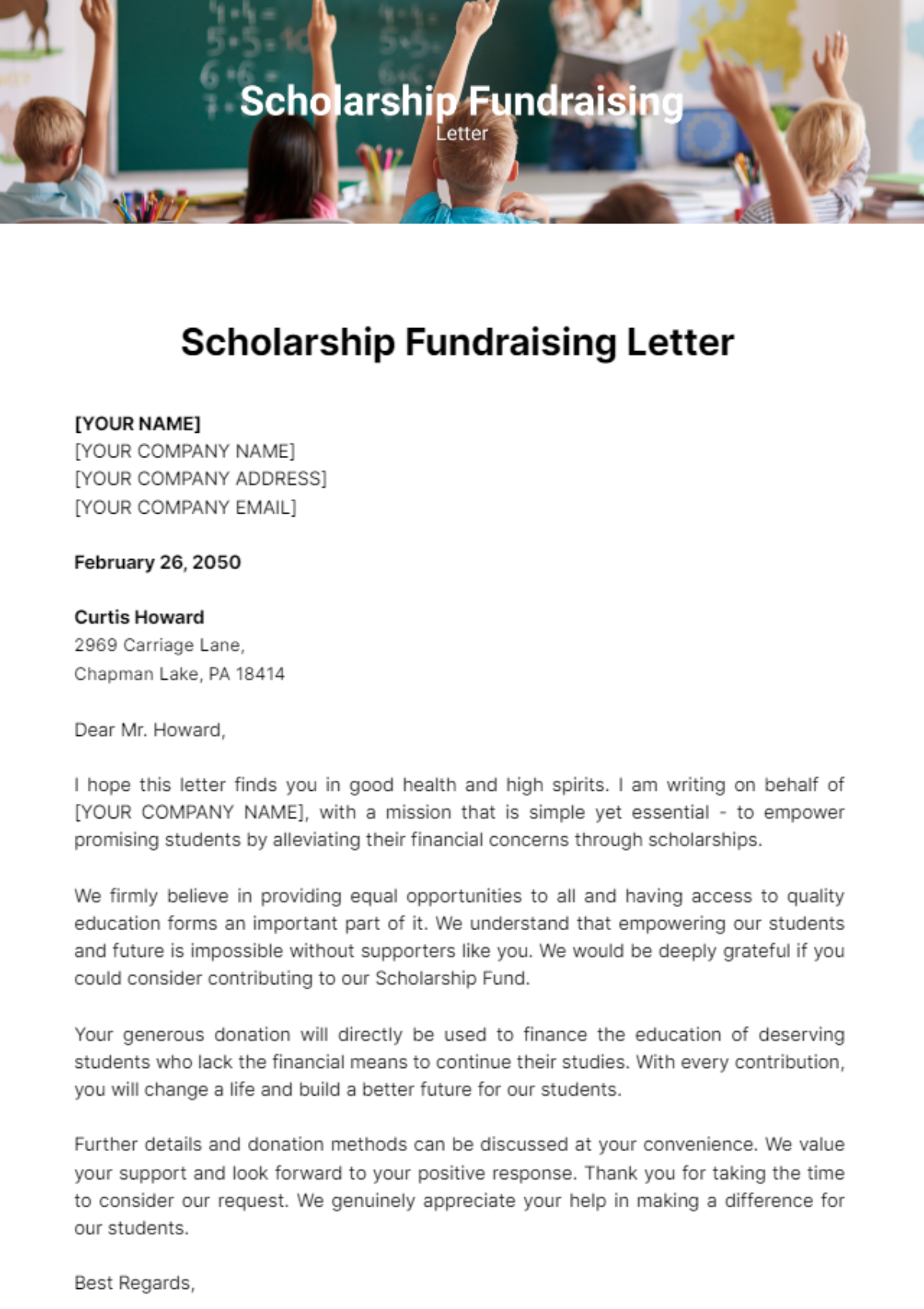 Scholarship Fundraising Letter Template - Edit Online & Download