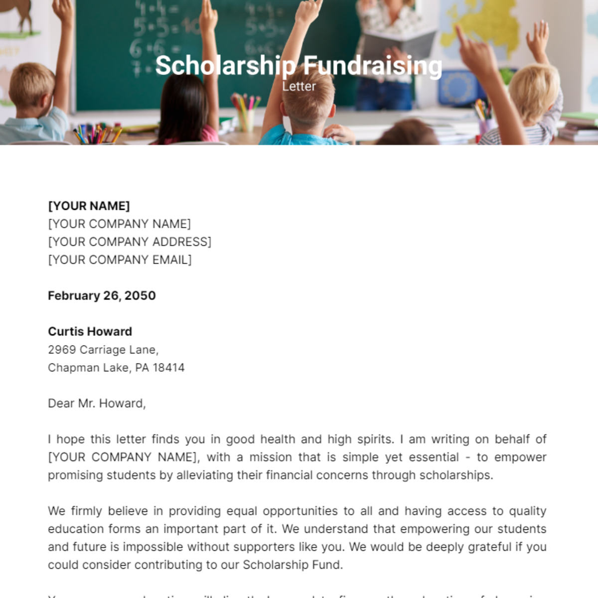 Scholarship Fundraising Letter Template - Edit Online & Download