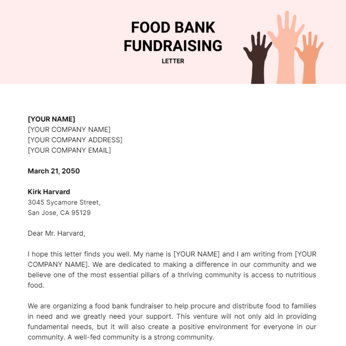 Food Bank Fundraising Letter Template - Edit Online & Download