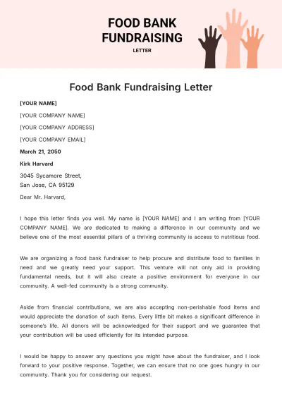Free Food Bank Fundraising Letter Template to Edit Online