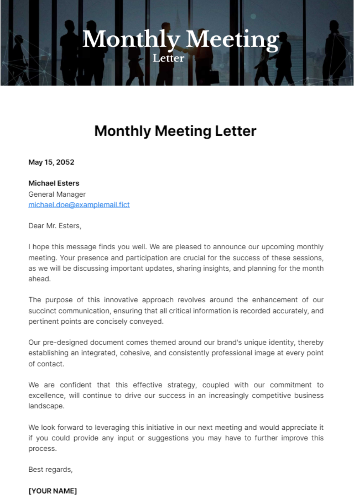 Monthly Meeting Letter Template