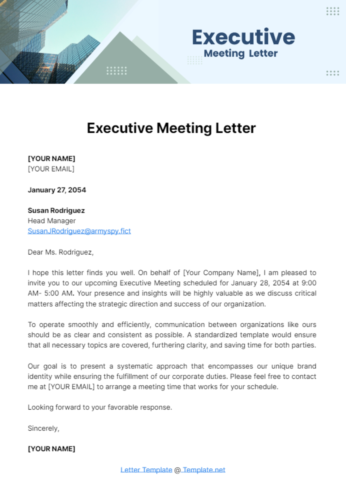 Executive Meeting Letter Template