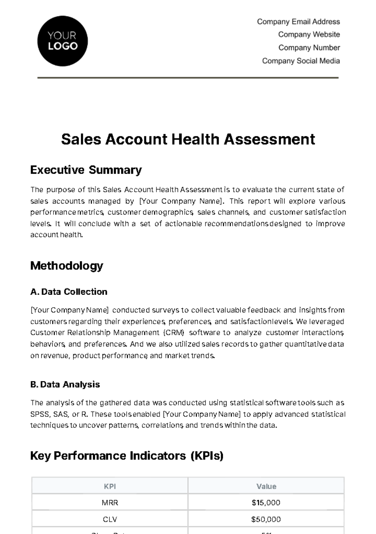 Sales Account Health Assessment Template