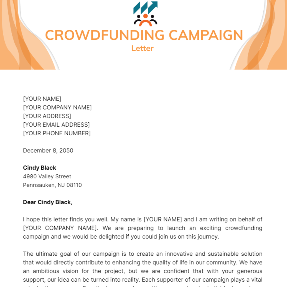 Crowdfunding Campaign Letter Template - Edit Online & Download