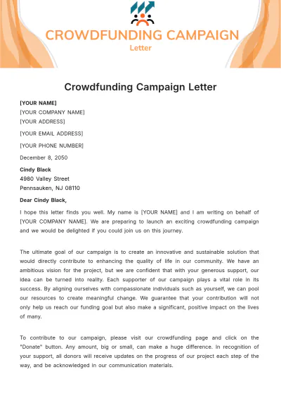 Free Crowdfunding Campaign Letter Template to Edit Online