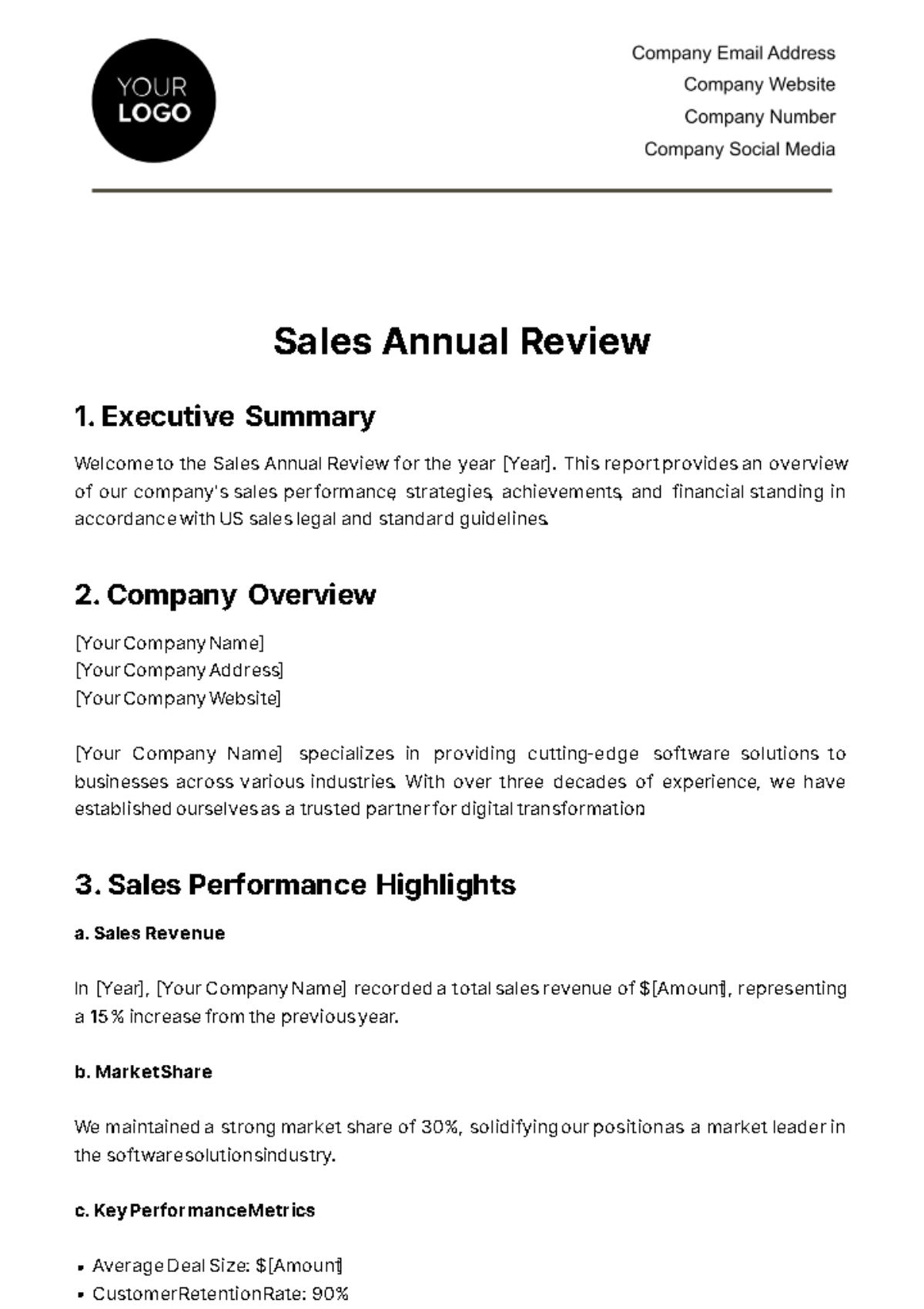 Sales Annual Review Template