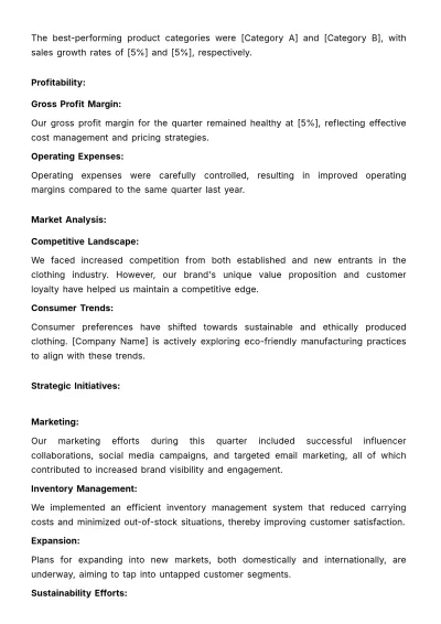 Free Sales Quarterly Account Report Template to Edit Online