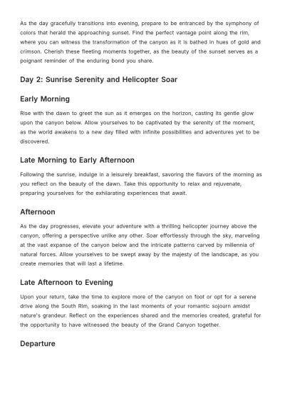 Free 2 Day Grand Canyon Itinerary Template to Edit Online