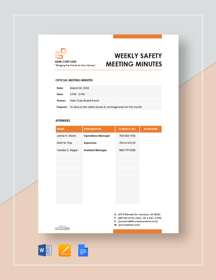 Free Food Safety Meeting Minutes Template: Download 159+ Meeting ...