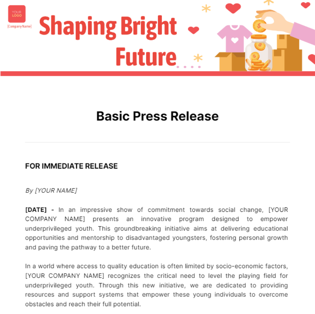 Basic Press Release Template - Edit Online & Download