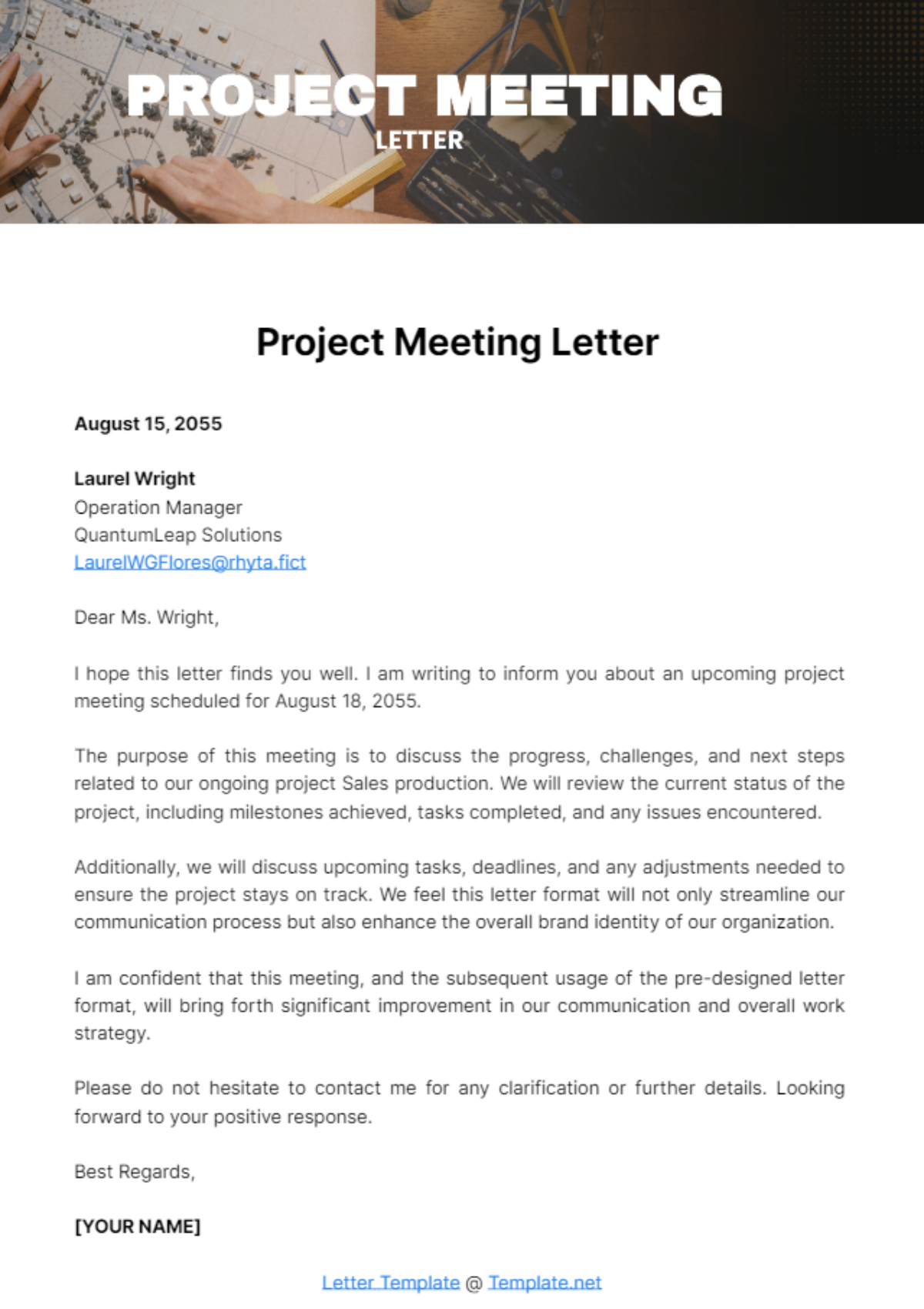 Project Meeting Letter Template