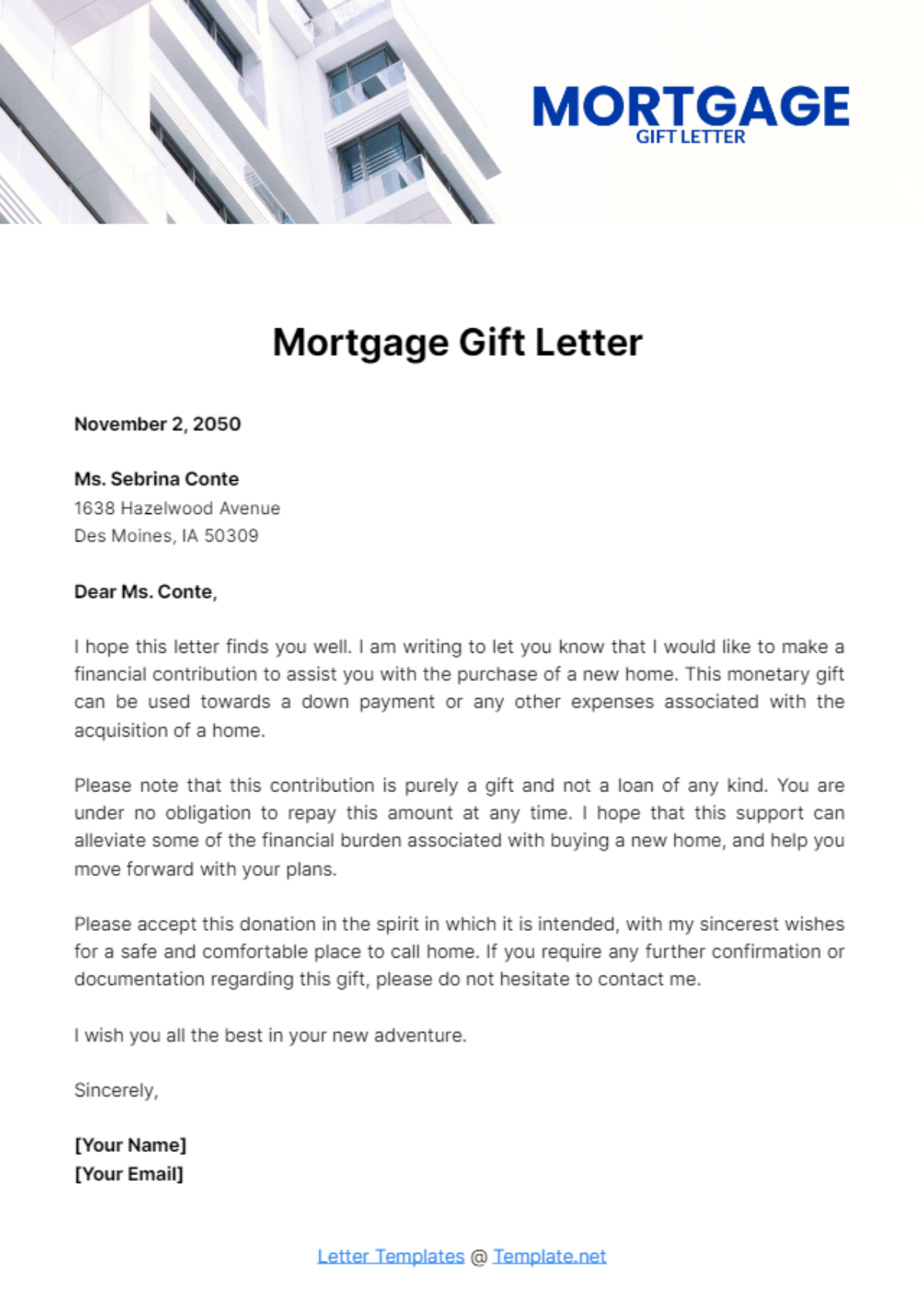 Mortgage Gift Letter Template - Edit Online & Download Example ...