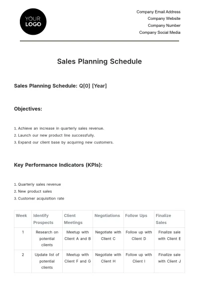 Free Sales Planning Schedule Template to Edit Online
