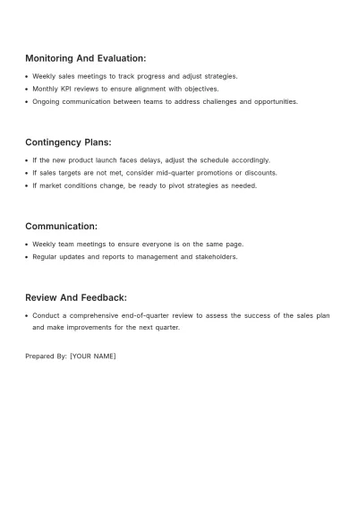Free Sales Planning Schedule Template to Edit Online