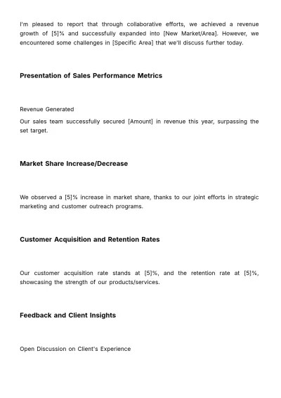 Free Sales Annual Client Review Template to Edit Online