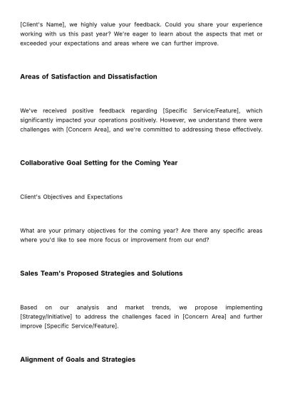 Free Sales Annual Client Review Template to Edit Online