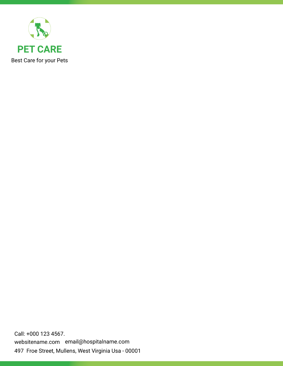 Pet Care Letterhead Template