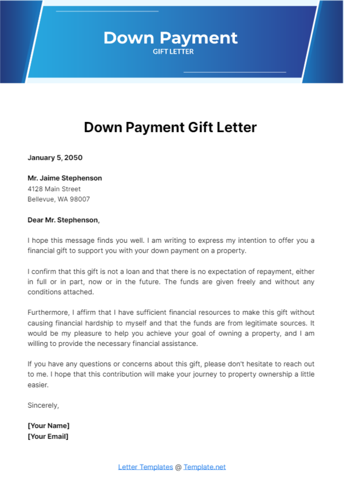 Free Gift Letter for Car Template to Edit Online