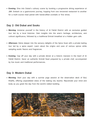Free Dubai Trip Itinerary Template to Edit Online