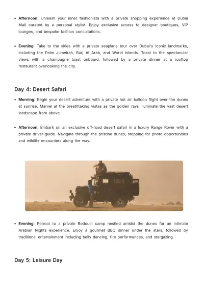 Free Dubai Trip Itinerary Template to Edit Online