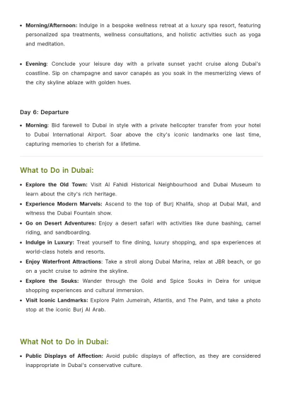 Free Dubai Trip Itinerary Template to Edit Online