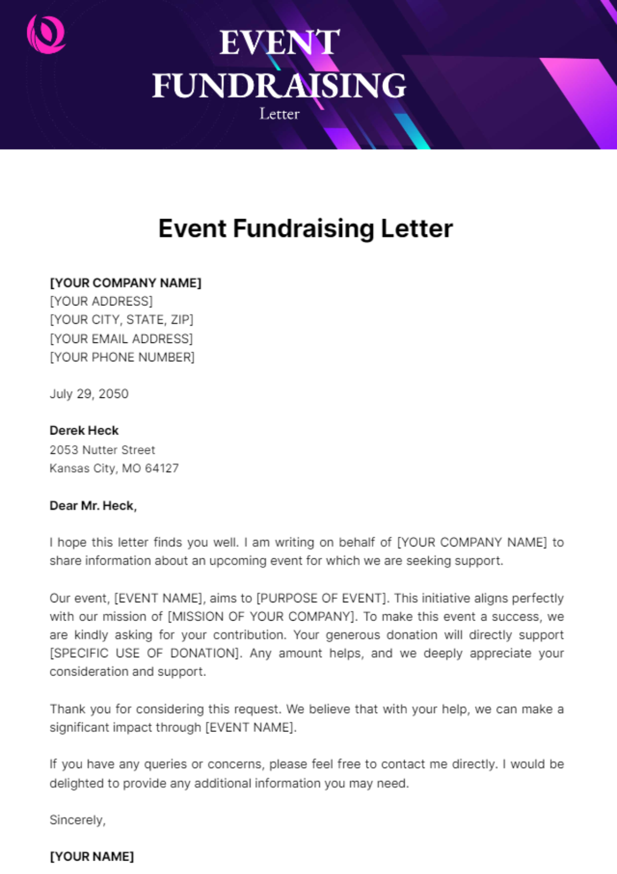 Event Fundraising Letter Template - Edit Online & Download