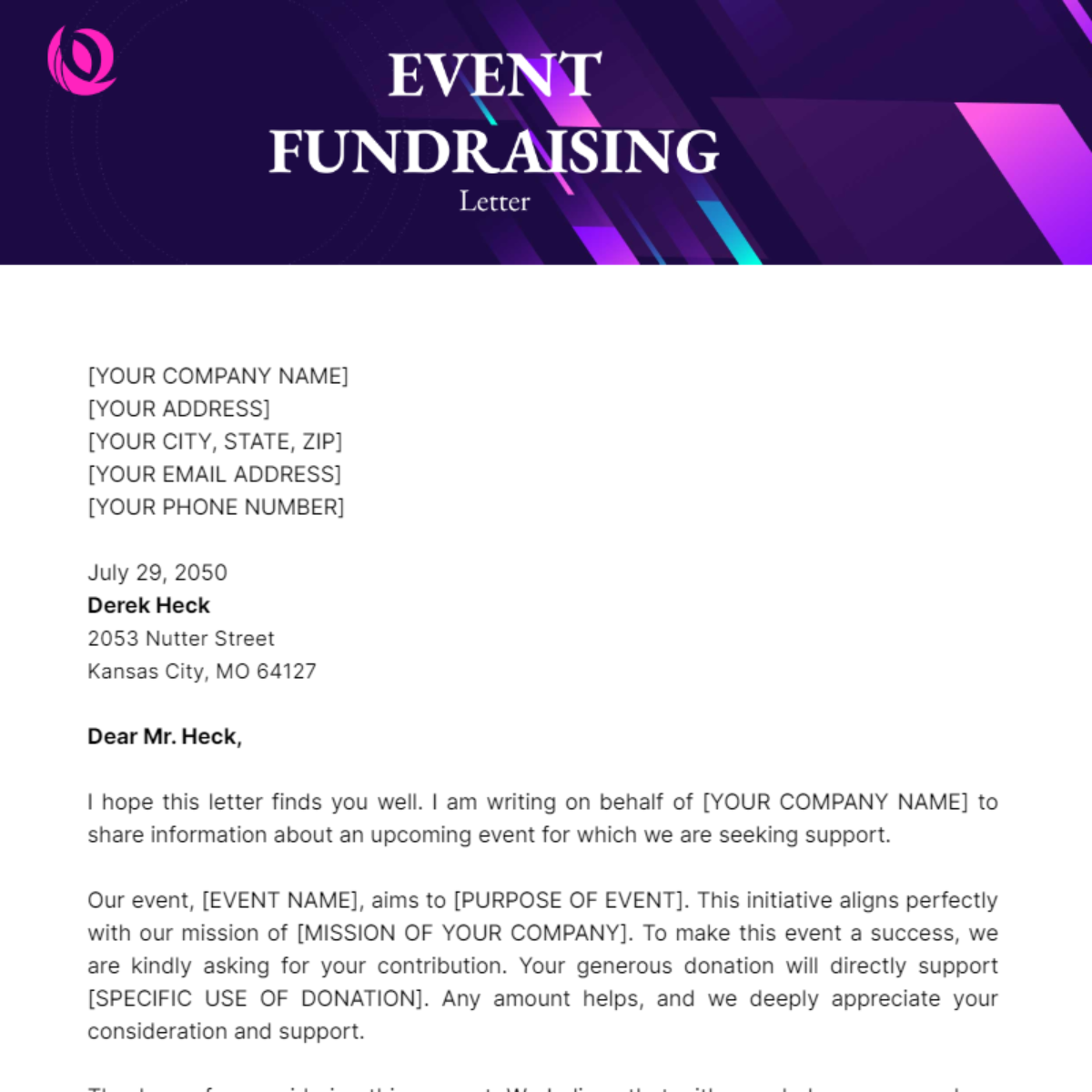 Event Fundraising Letter Template - Edit Online & Download Example ...