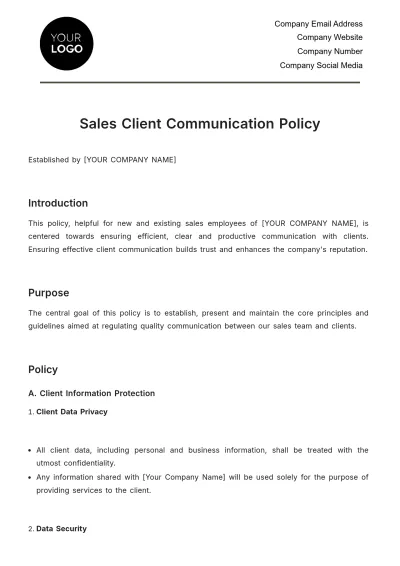 Free Sales Client Communication Policy Template to Edit Online