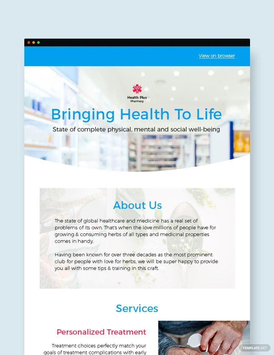 Pharmacy Newsletter Template in PSD, Outlook, HTML5