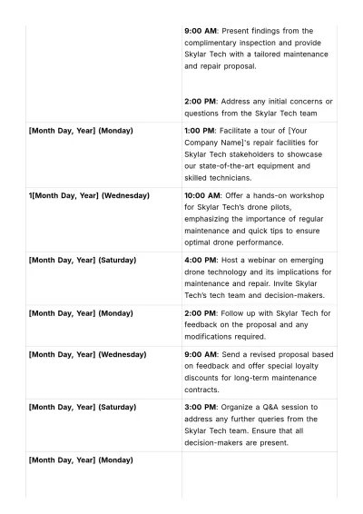 Free Sales Client Engagement Schedule Template to Edit Online