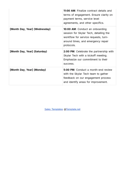 Free Sales Client Engagement Schedule Template to Edit Online