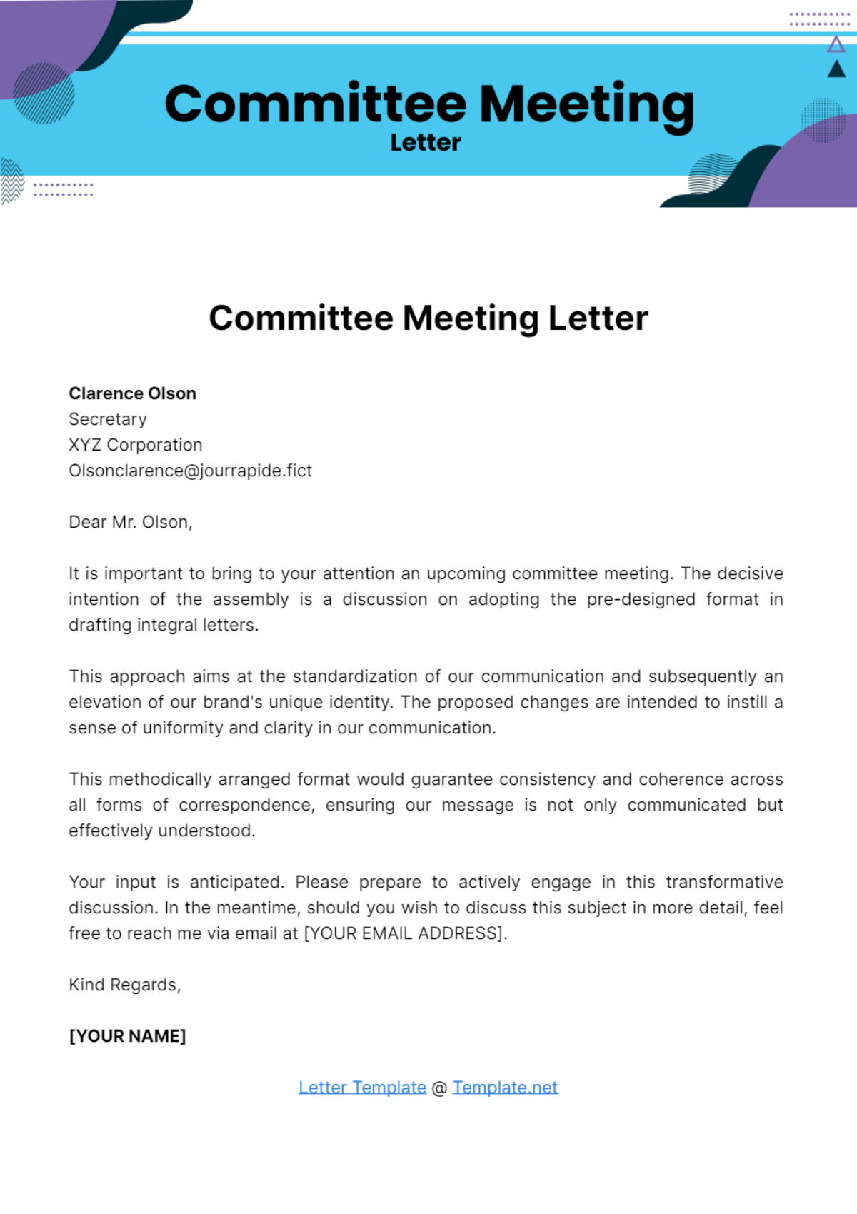 Committee Meeting Letter Template