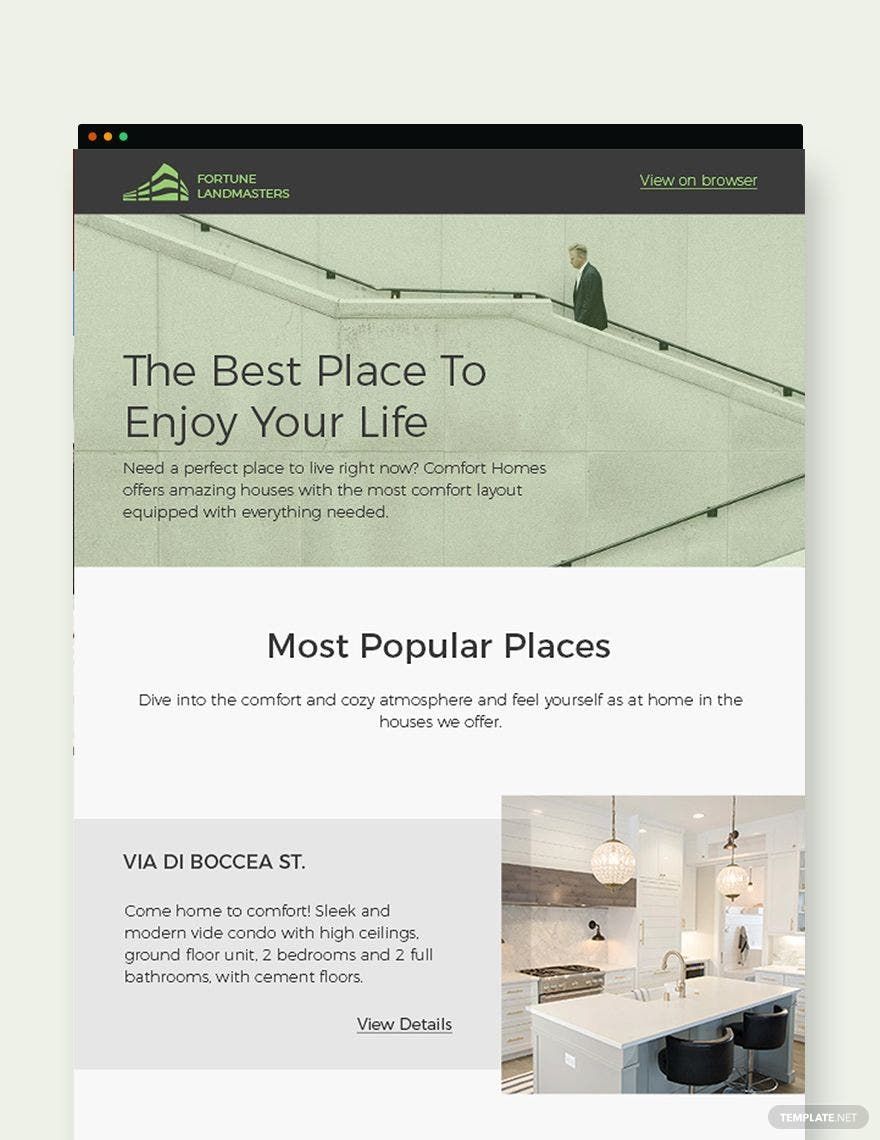 Real Estate Agency Newsletter Template in PSD, Outlook, HTML5