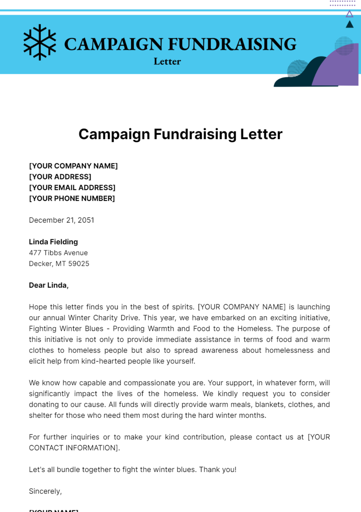 Campaign Fundraising Letter Template - Edit Online & Download