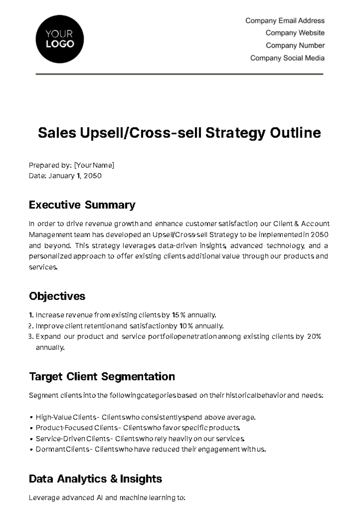 Sales Upsell/Cross-sell Strategy Outline Template