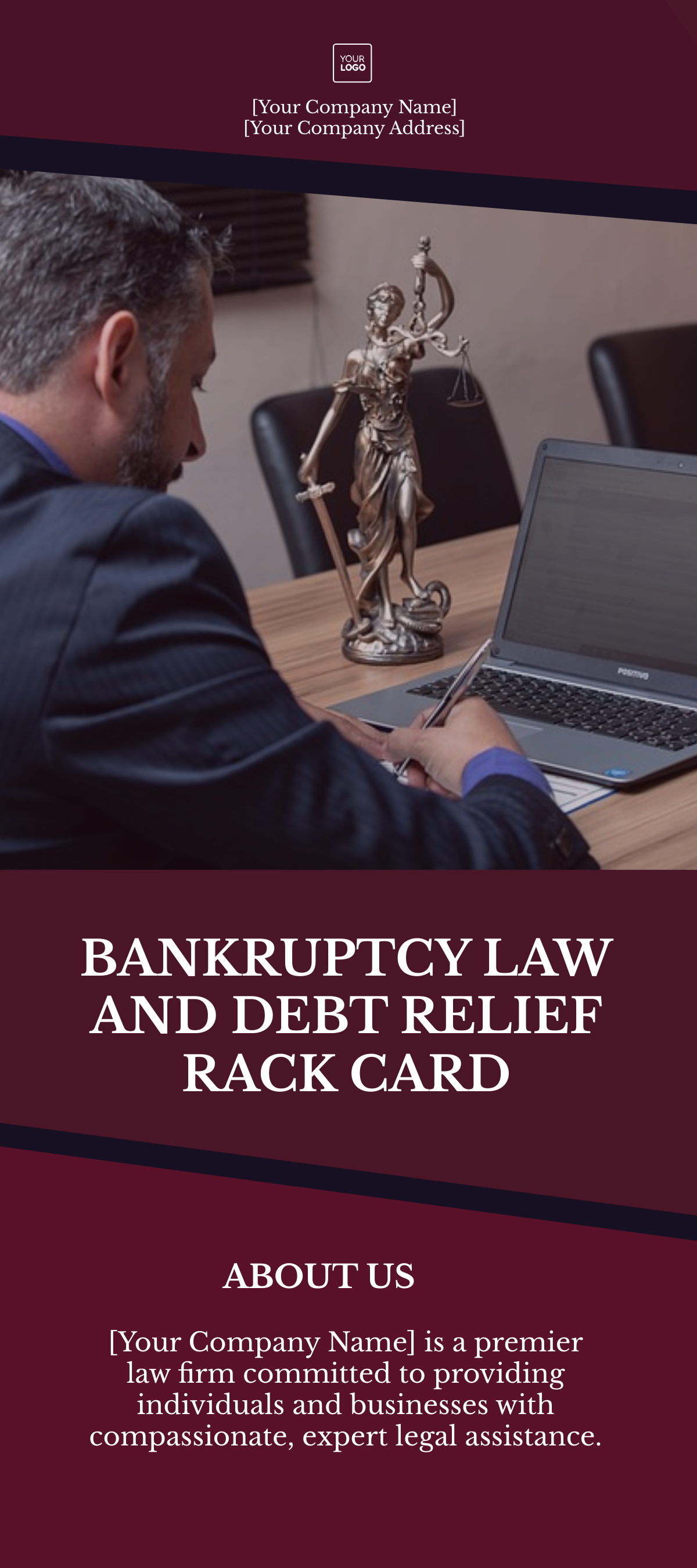 Bankruptcy Law and Debt Relief Rack Card Template