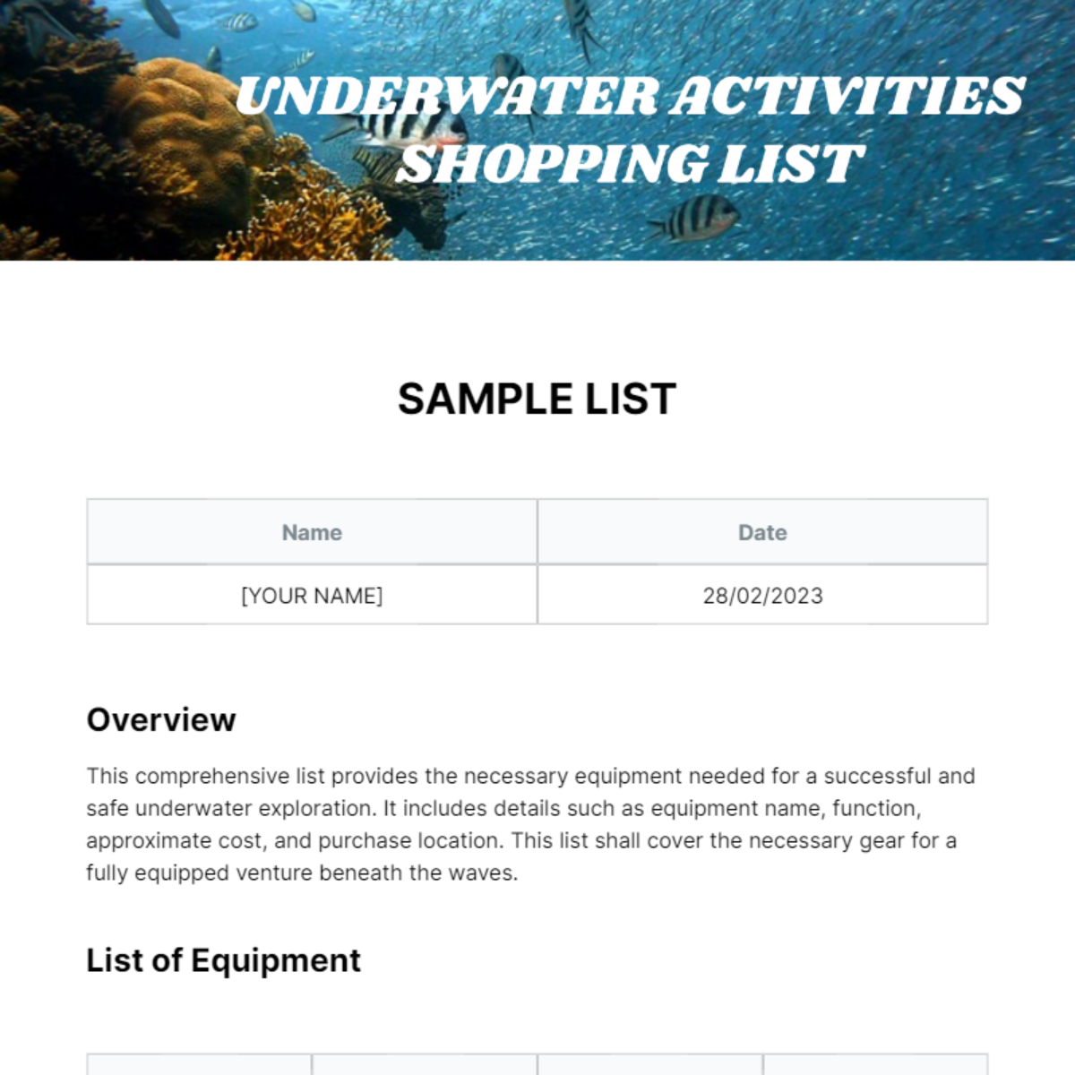 Sample List Template - Edit Online & Download