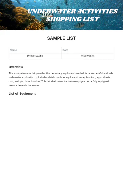 Free Sample List Template to Edit Online