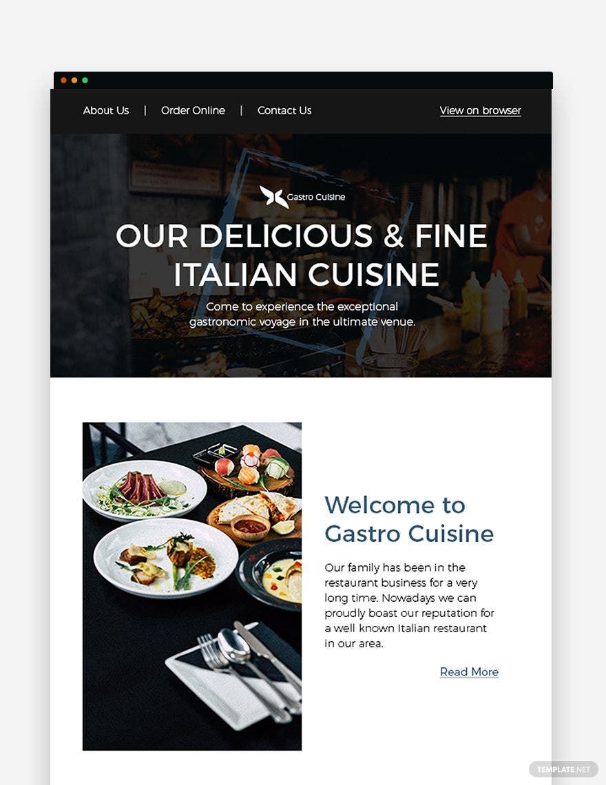Restaurant Fast Food Newsletter Template in PSD, Outlook, HTML5