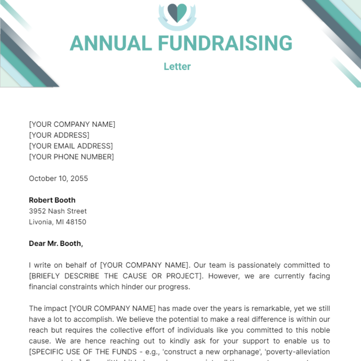 Annual Fundraising Letter Template - Edit Online & Download