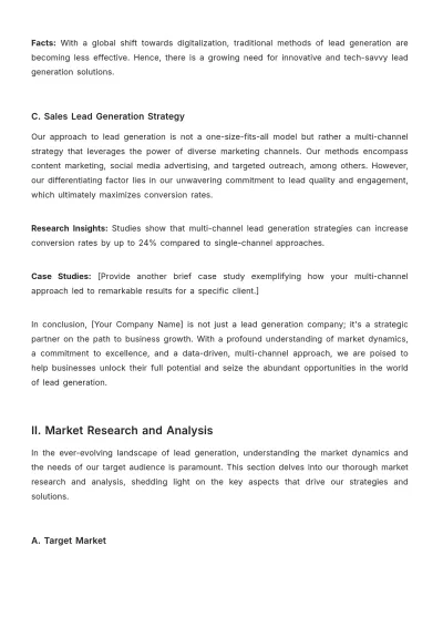 Free Sales Lead Generation Business Plan Template to Edit Online