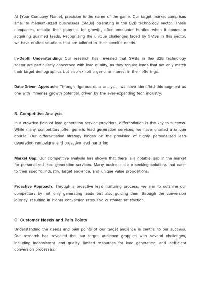 Free Sales Lead Generation Business Plan Template to Edit Online