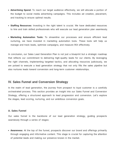 Free Sales Lead Generation Business Plan Template to Edit Online
