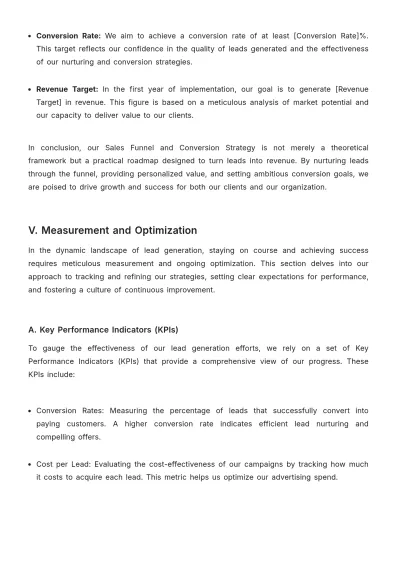 Free Sales Lead Generation Business Plan Template to Edit Online