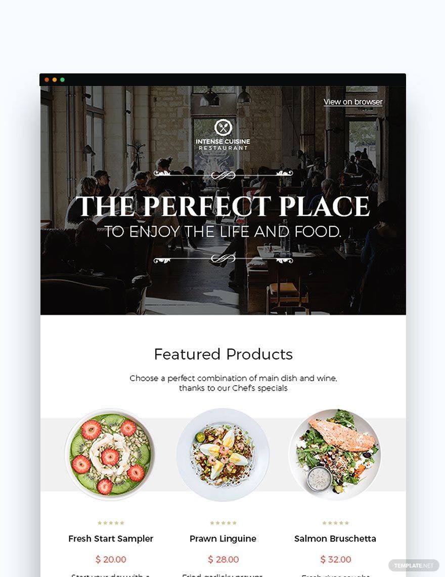 Restaurant Food Email Newsletter Template in PSD, Outlook, HTML5