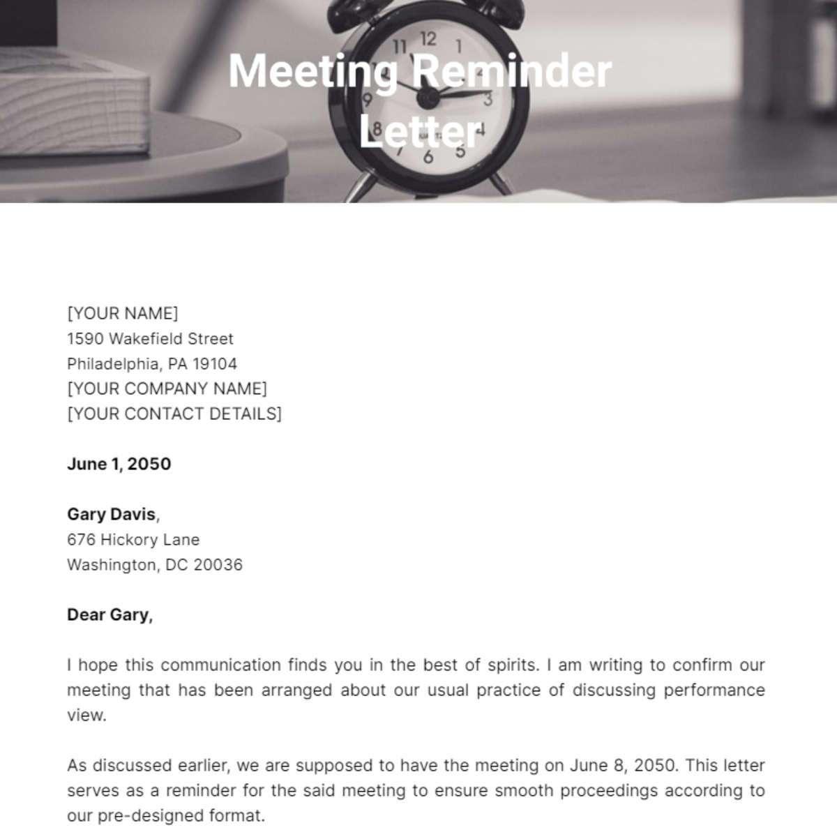 Meeting Reminder Letter Template - Edit Online & Download Example ...