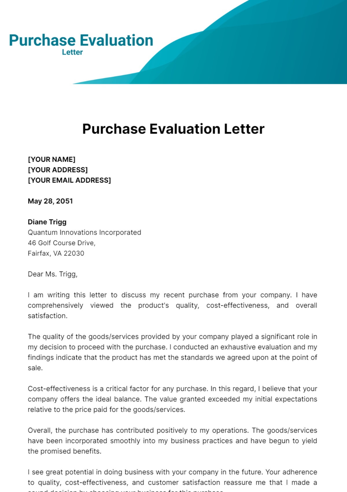 Purchase Evaluation Letter Template