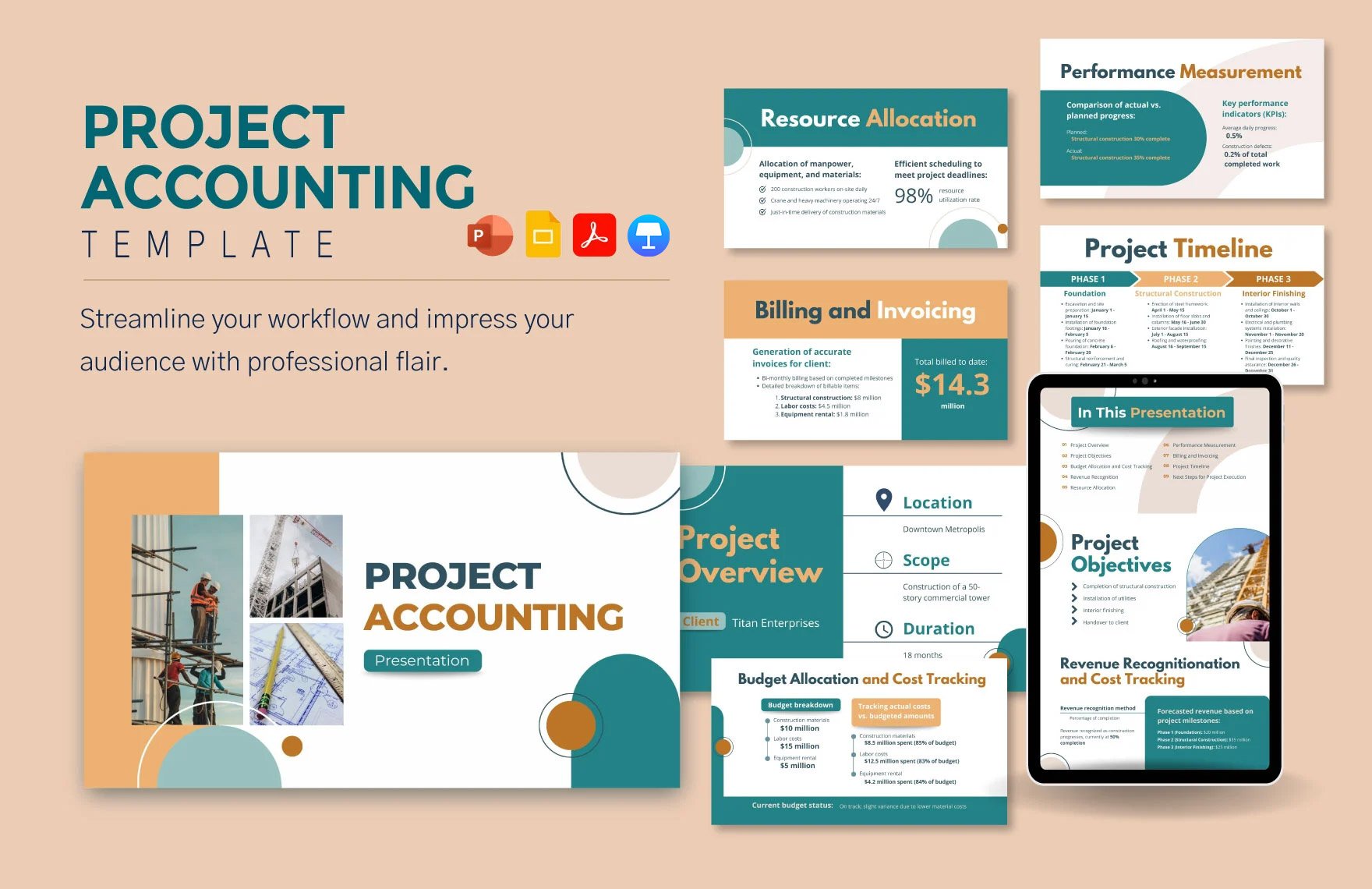 Project Accounting Template in PDF, PowerPoint, Google Slides, Apple Keynote